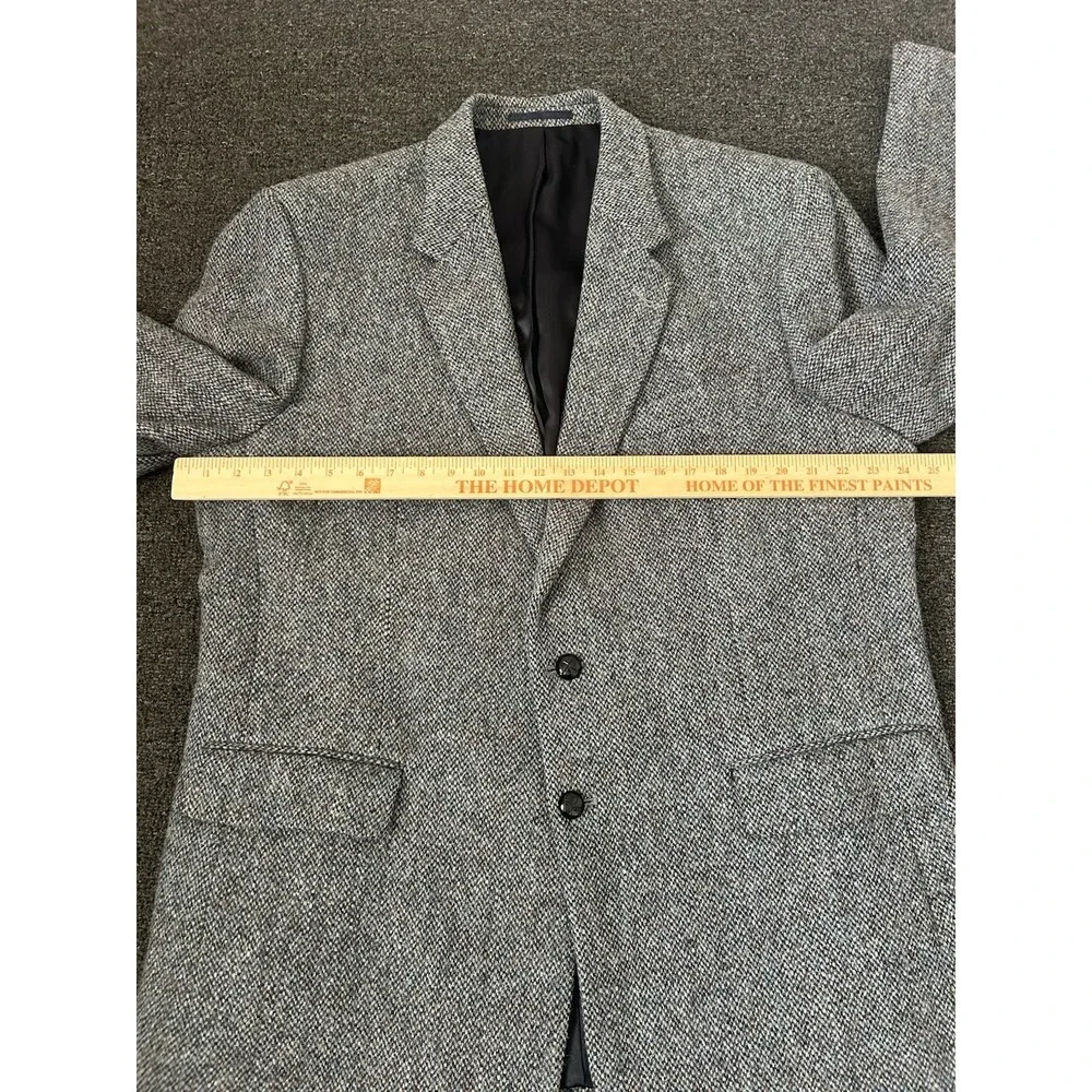 Harris Tweed Blazer Grey Mens 46 Long Herringbone Pure New Wool Sport Coat Dress